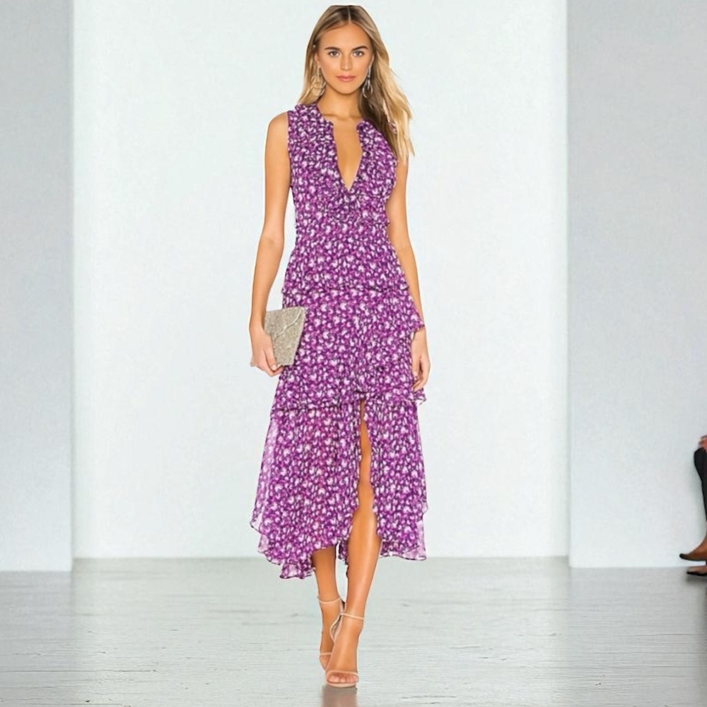NEW! MISA LOS ANGELES llona Dress PURPLE FLORAL NEW NWOT